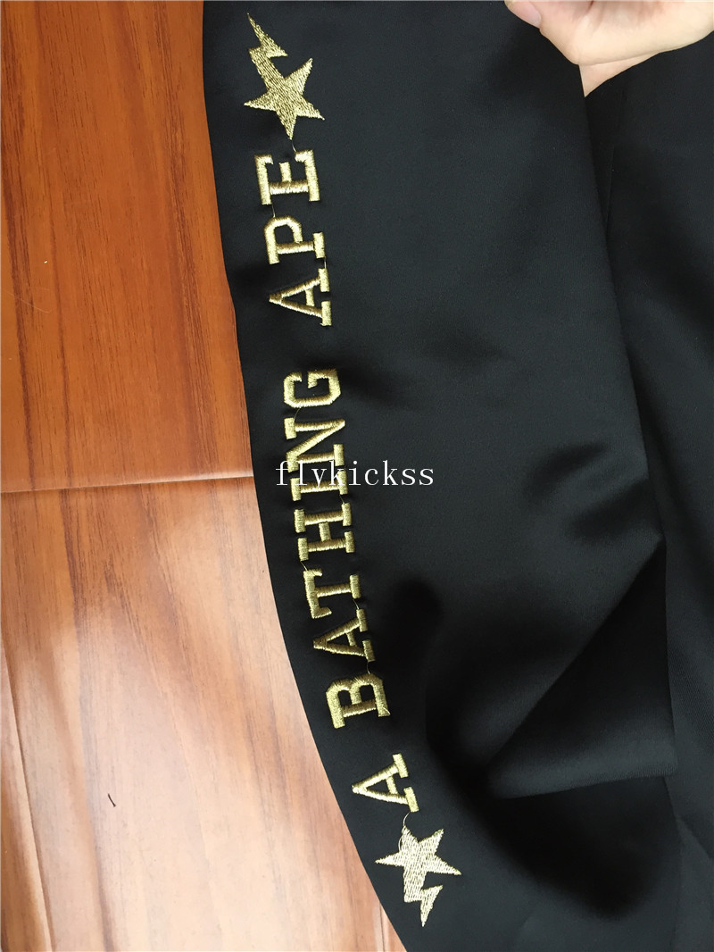 A Bathing Ape Premium BAPE Black Gold Shark Hoodie